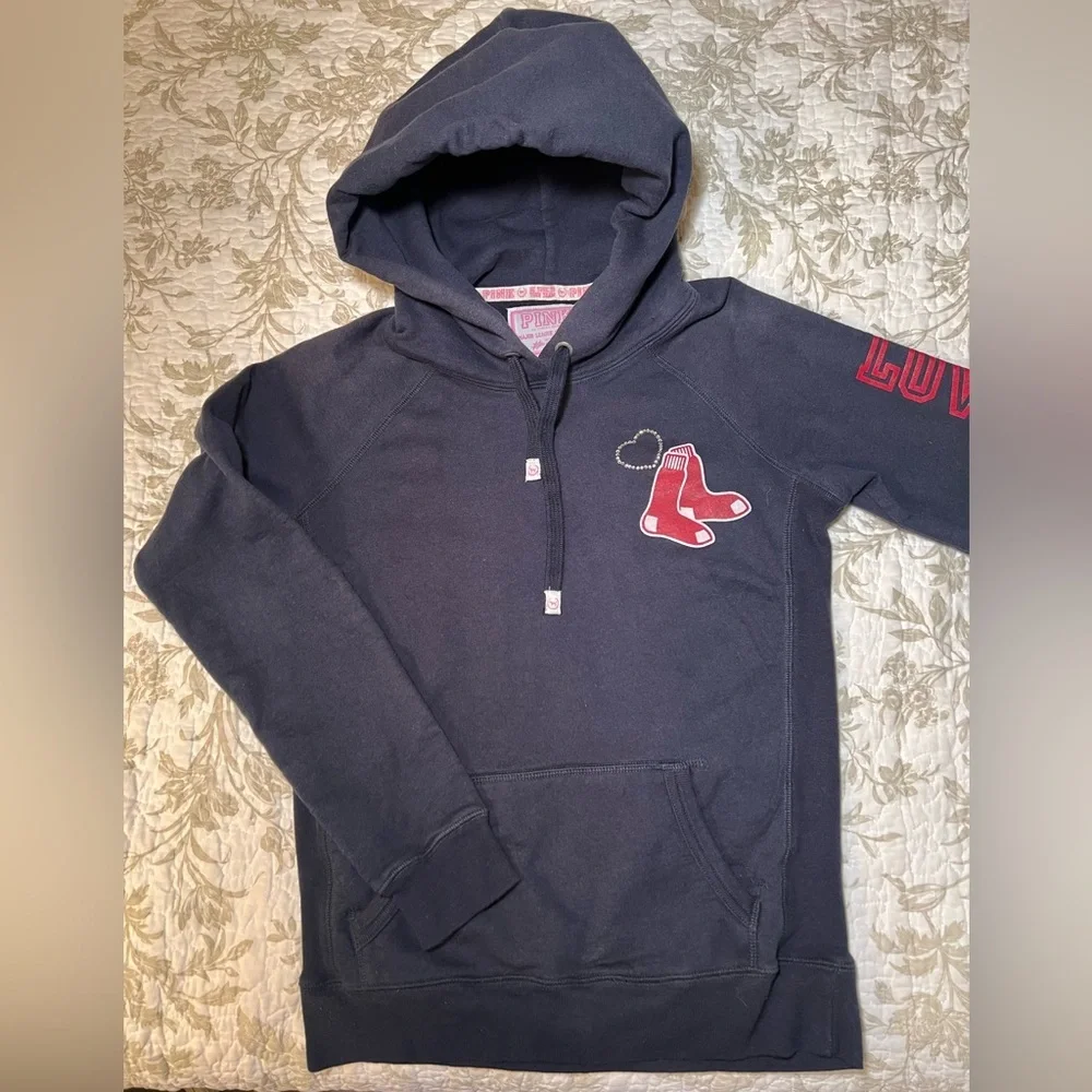 Victorias Secret PINK Red Sox MLB Pullover Hoodie with Bling, size XS - Picture 1 of 12
